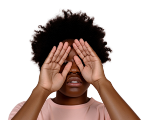 PNG Woman portrait photo hand.