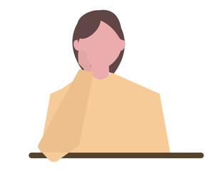 肘着く女性。ベクターイラスト