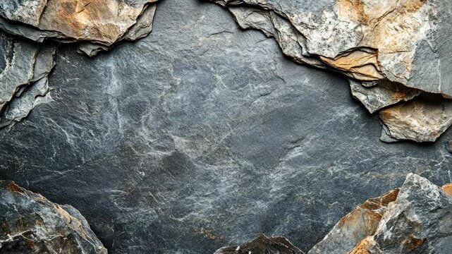 Natural stone texture with layered rock formations and dark slate surface for artistic backgrounds and design inspiration