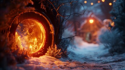 Santa workshop bustling with cheerful elves crafting toys and wrapping gifts in bright colors
