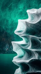 Obraz premium Abstract Green Nature Landscape Minimalist AI Generated Art