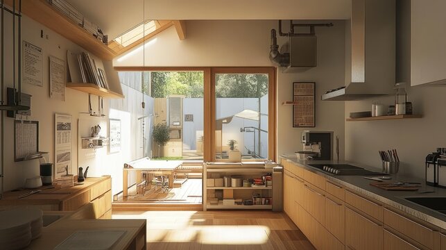 A gas boiler system in a modern home, surrounded by tools and a clean work area.