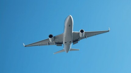 Fototapeta premium Airplane flying against clear blue sky