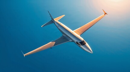 Obraz premium Airplane flying through the clear blue sky