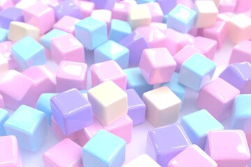 Obraz premium Colorful Pastel Cubes in a Random Arrangement on a Soft Background