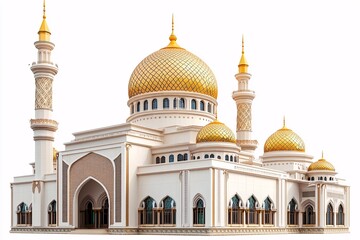 Fototapeta premium Majestic Mosque Architectural Design Gold Domes Minarets