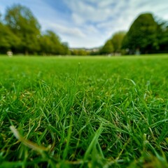 Fototapeta premium Lush Green Grass Meadow Park Nature Spring Summer Outdoors Landscape Field Lawn B