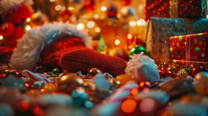 A starry winter night with the Northern Lights illuminating the sky, celebrating Christmas eve