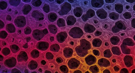 Obraz premium Abstract Organic Mesh: A vibrant, close-up image of an abstract, organic mesh with a gradient of colors, creating a mesmerizing pattern that evokes both scientific and artistic intrigue. 