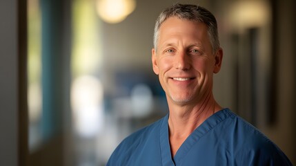 Obraz premium Smiling veterinarian with warm expression, embodying care and compassion in animal healthcare