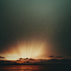 Obraz premium Serene Night Sky Starry Sunset Over Calm Lake