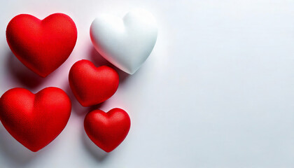 Fototapeta premium Simple Design of Red and White Hearts Symbolizing Love and Harmony
