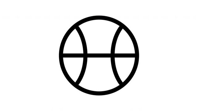 Animated bouncing basketball line icon for sports and game interface