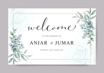Green leaves decoration template for wedding sign card, banner, cover, card, wallpaper, etc.