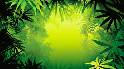 Lush green tropical foliage with vibrant background