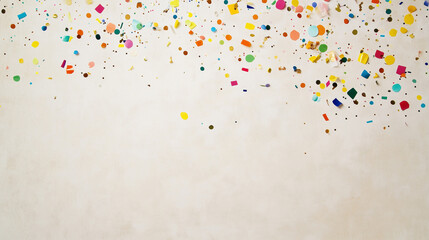 Confetti Celebration: A shower of colorful confetti against a neutral background, capturing the joy and excitement of a celebratory moment. Perfect for adding a festive touch to your designs.