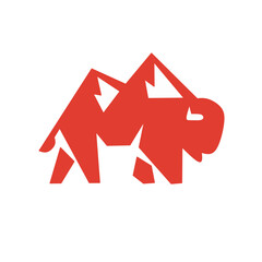 Geometric bison logo design