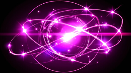 Obraz premium Glowing pink abstract light trails with sparkles on dark background