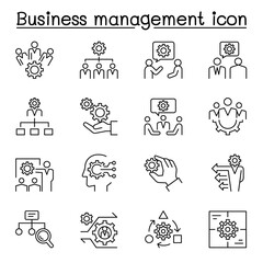 Business management icon set in thin line style
