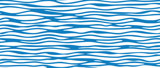 Seamless pattern, wavy lines, sea waves stylization, vector background