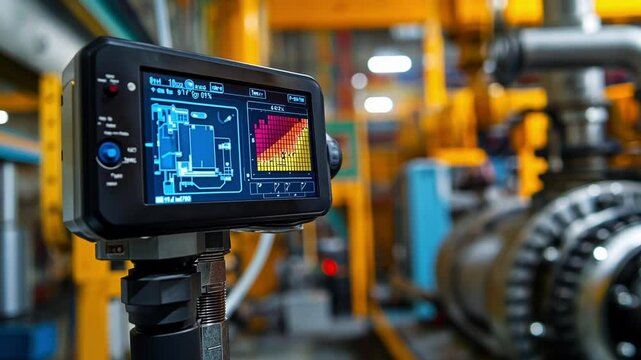 Programmable logic controller showing real time data from sensors and actuators, improving efficiency and automation in a modern manufacturing plant