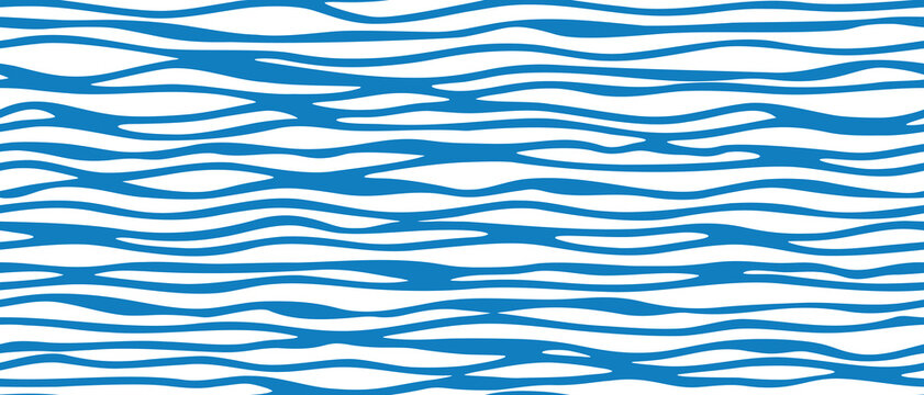 Seamless pattern, wavy lines, sea waves stylization, vector background
