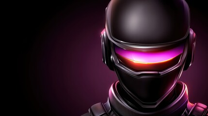 Striking black and red helmet with glowing red light, a futuristic headwear design