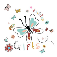 Sweet butterfly vector illustration adorned with beautiful flowers, creating a delicate and enchanting nature scene
