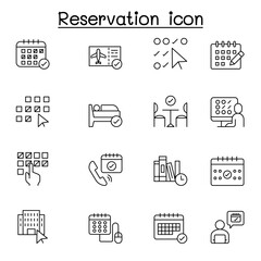 Reservation icon set in thin line style