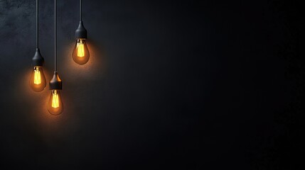 hanging vintage lamp lightbulb with grungy dark wall