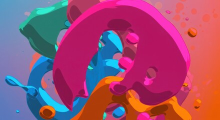 Colorful Fluid Abstraction: A vibrant and dynamic abstract composition featuring soft, flowing shapes and a harmonious blend of eye-catching colors.