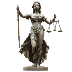 Lady Justice isolated on white background