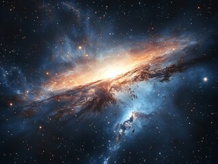 Fototapeta premium Cosmic Nebula Glowing in Deep Space with Stars Forming a Celestial Galaxy Background