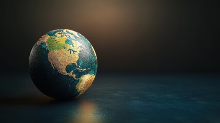 Fototapeta premium Earth globe, dark background, environmental concept, global issues