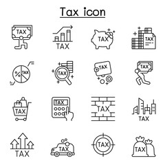 Tax icon set in thin line style