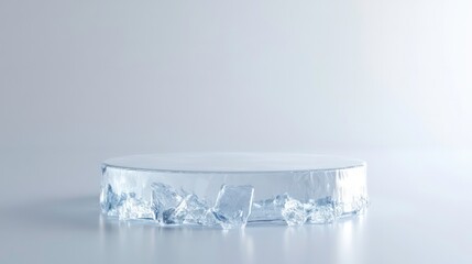 ice podium for product advertising on white background, ice, podium, pedestal, blank, stage, product display, marketing, showcase