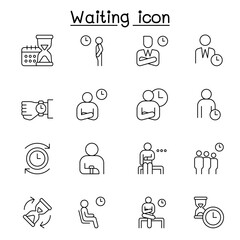 Waiting icon set in thin line style