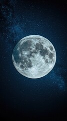 Obraz premium Full moon in the night sky with countless stars creating a deep blue cosmic background