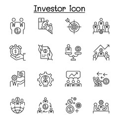 Investor icon set in thin line style