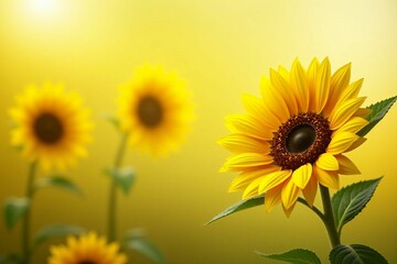 Fototapeta premium Bright and Vibrant Sunflower Blooming in a Summer Field with a Warm Golden Glow