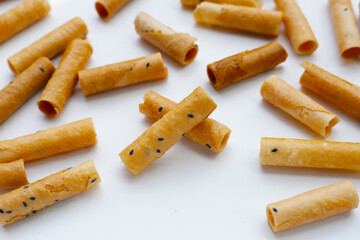 Thai snack, crispy coconut rolls