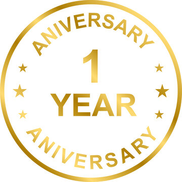 1 year anniversary gold icon for graphic design, logo, website, social media, mobile app, UI illustration