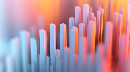 Obraz premium Frosted Glass 3D Graph Representing Financial Growth, Clean Modern Design with Soft Gradient Lighting