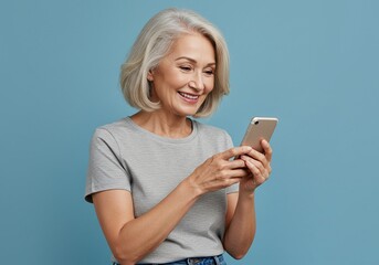 Fototapeta premium Beautiful senior woman holding a phone.