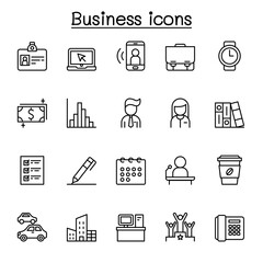 Fototapeta premium Business icon set in thin line style