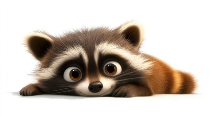 Obraz premium Illustration of a cute cartoon raccoon isolated on a white background. Cute cartoon animals. cartoons. Illustrations