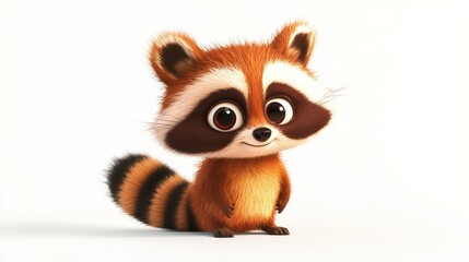 Illustration of a cute cartoon raccoon isolated on a white background. Cute cartoon animals. cartoons. Illustrations