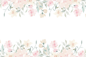 Watercolor flowers frame, background for design.