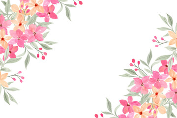 Watercolor flowers frame, background for design.