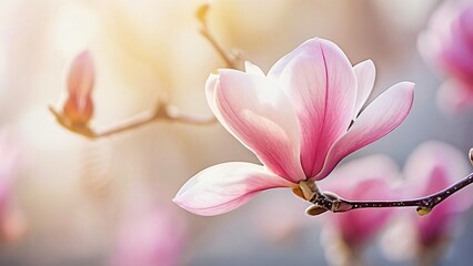 Magnolia Blossom for Magnolia Blossom Day: Elegant Floral Design in Soft Pastel Pink and White Tones